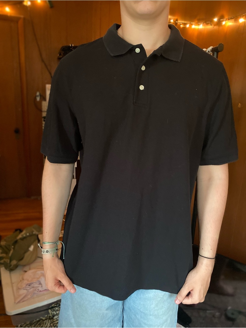 Men's Black Polo Shirt - Classic Short Sleeve